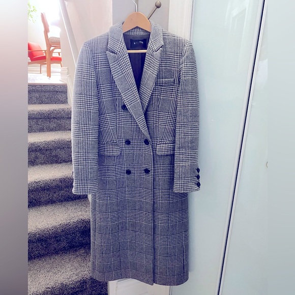 EUC Reformation Middlebury long wool winter fall coat grey plaid XS - Picture 1 of 8